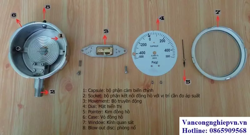 cấu tạo đồng hồ đo áp suất thấp